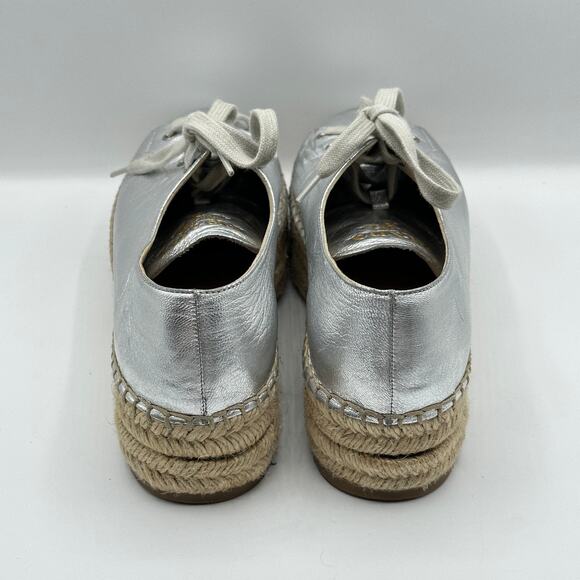 PRADA Metallic Silver Napa Platform Espadrille Sneaker Sz 40 / 10 $730 - Picture 5 of 10